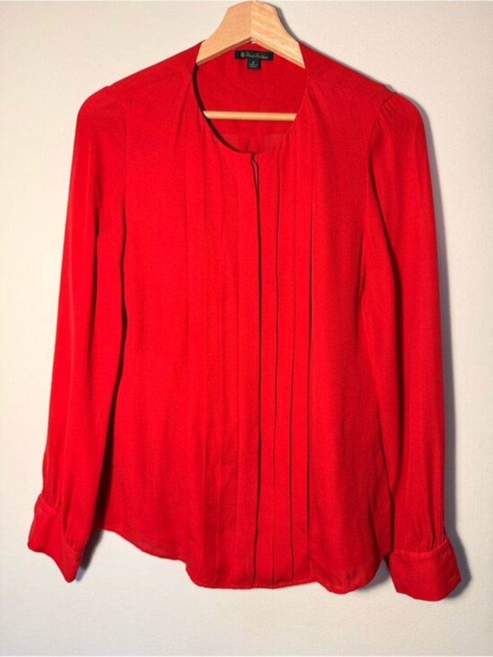 Brooks Brothers 100% Silk Red Button Front Long-Sleeve Shirt size 2